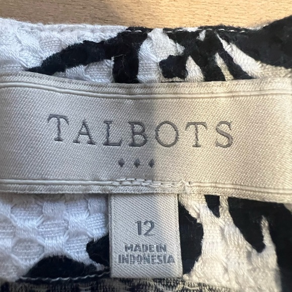 Talbots Women’s Floral Bold White/Black Pencil Skirt Cotton Graphic Zipper 12 - Picture 4 of 10